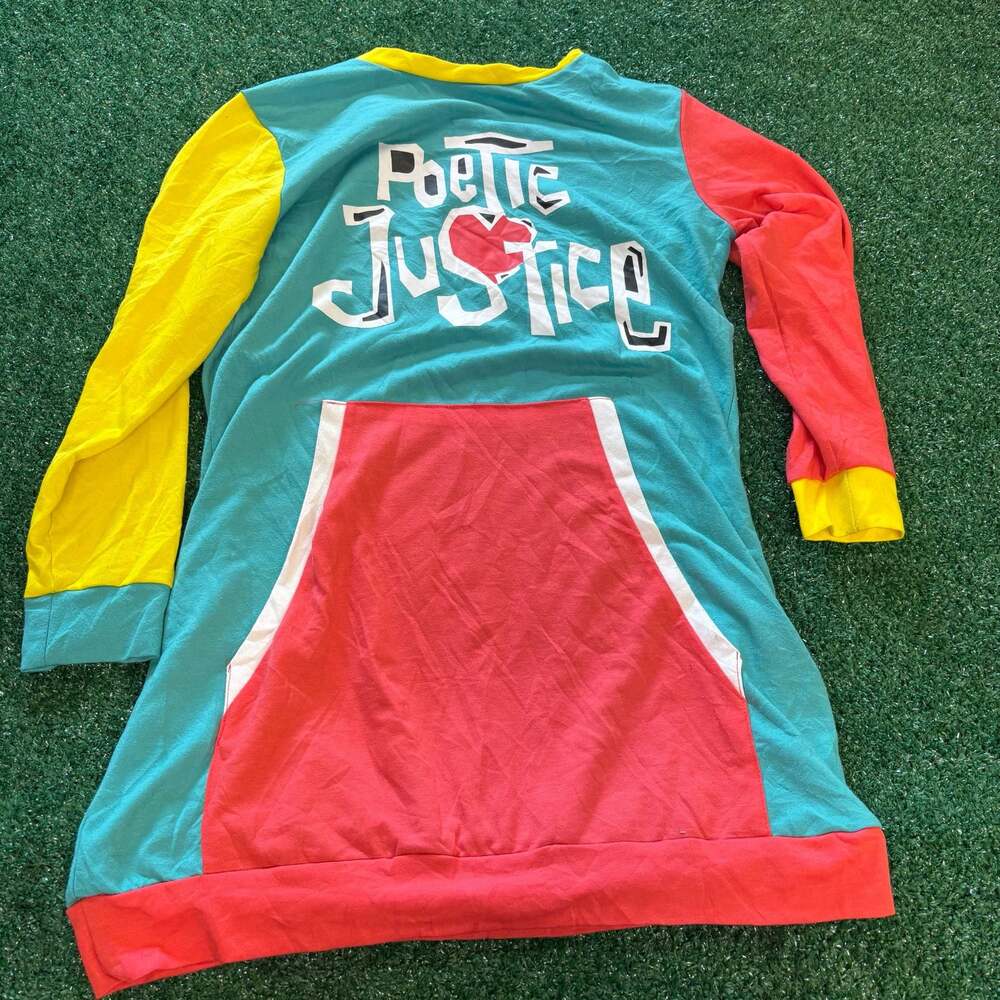 Poetic Justice Colorful Colorblock Long Sleeve Tunic Dress Pocket Size L